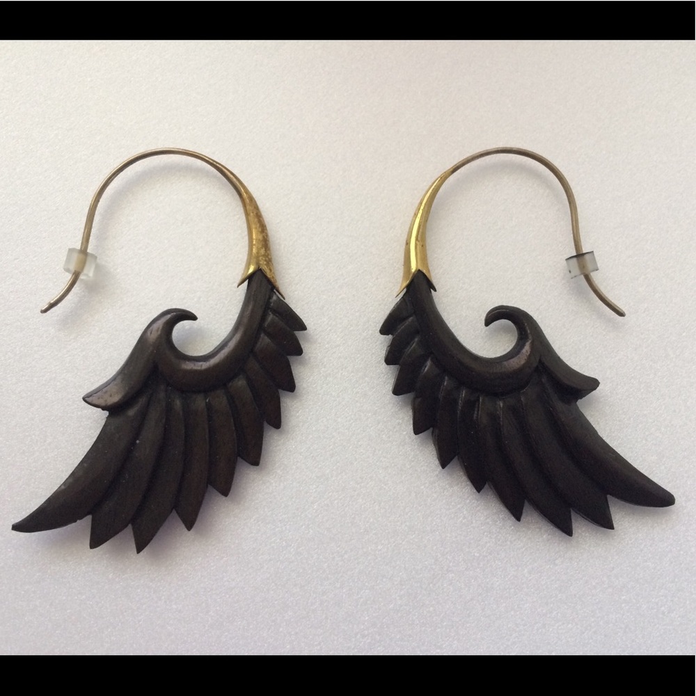 Hard-Carved Wood Earrings